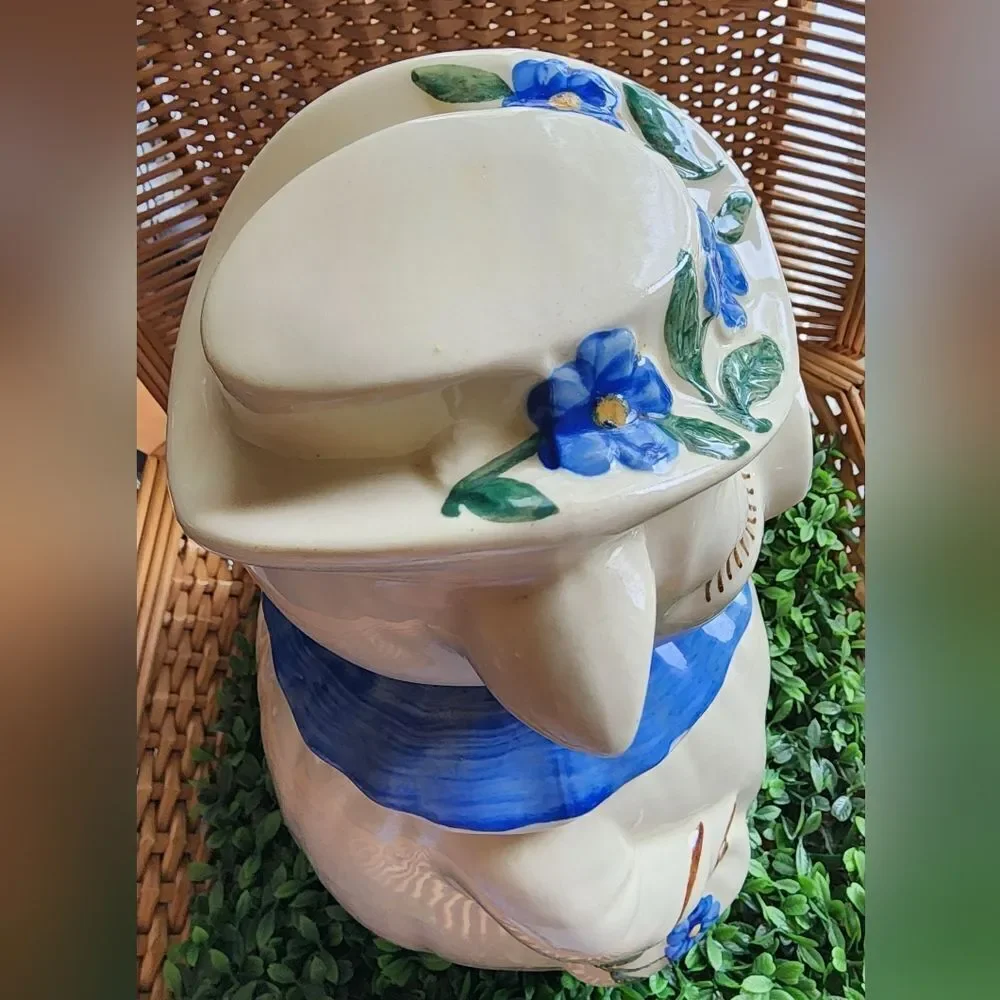 Vintage Shawnee Pottery WINNIE The Pig Cookie Jar, Blue Collar Made In USA